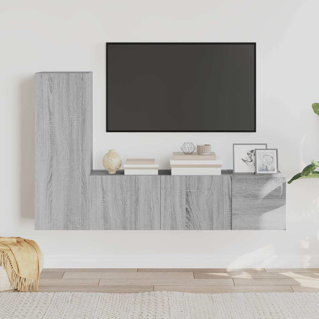 TV Cabinet Set Engineered Wood Grey sonoma 80 cm 3