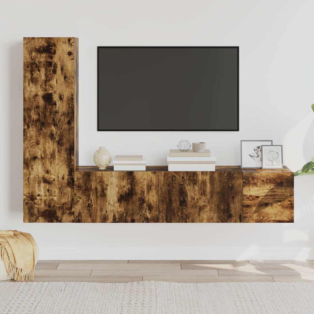 TV Cabinet Set Engineered Wood Smoked oak 100 cm 3