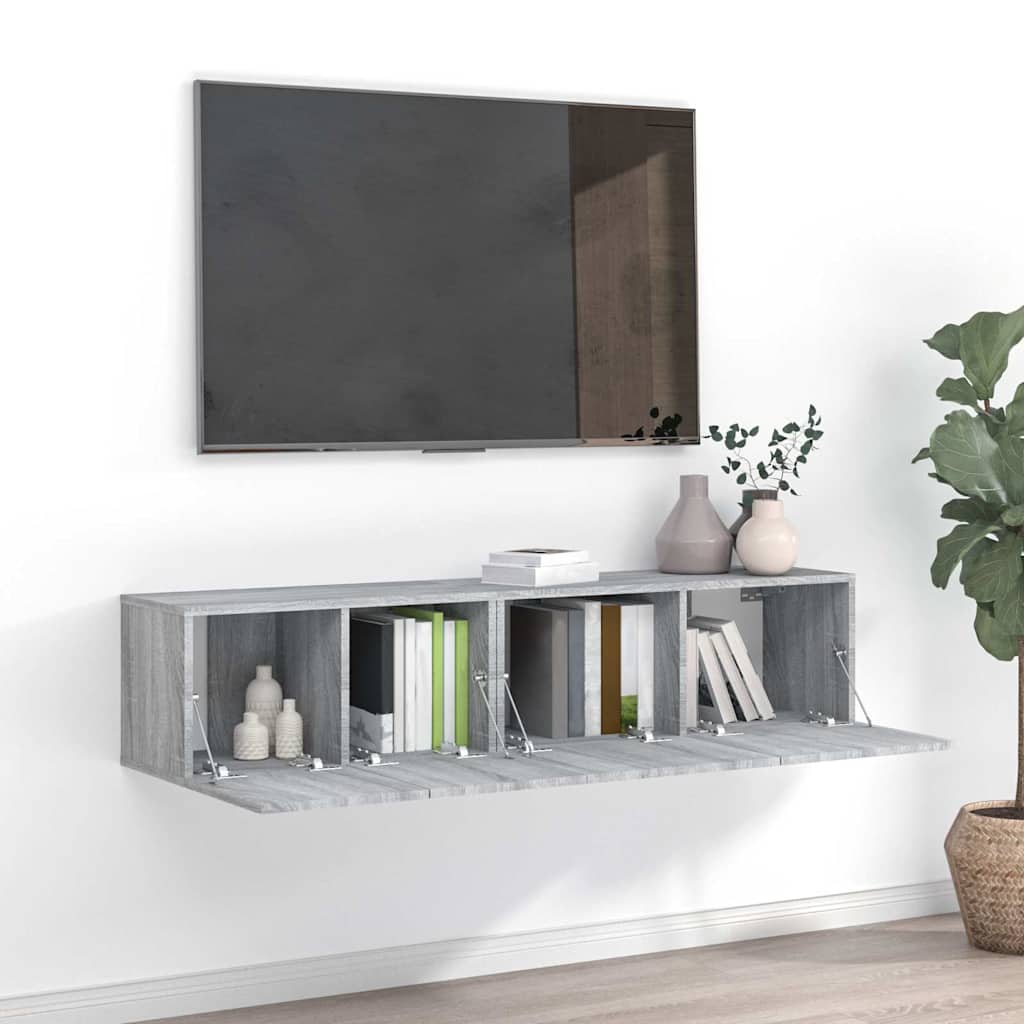2 Piece TV Cabinet Set Engineered Wood Width 60/80 cm Grey sonoma
