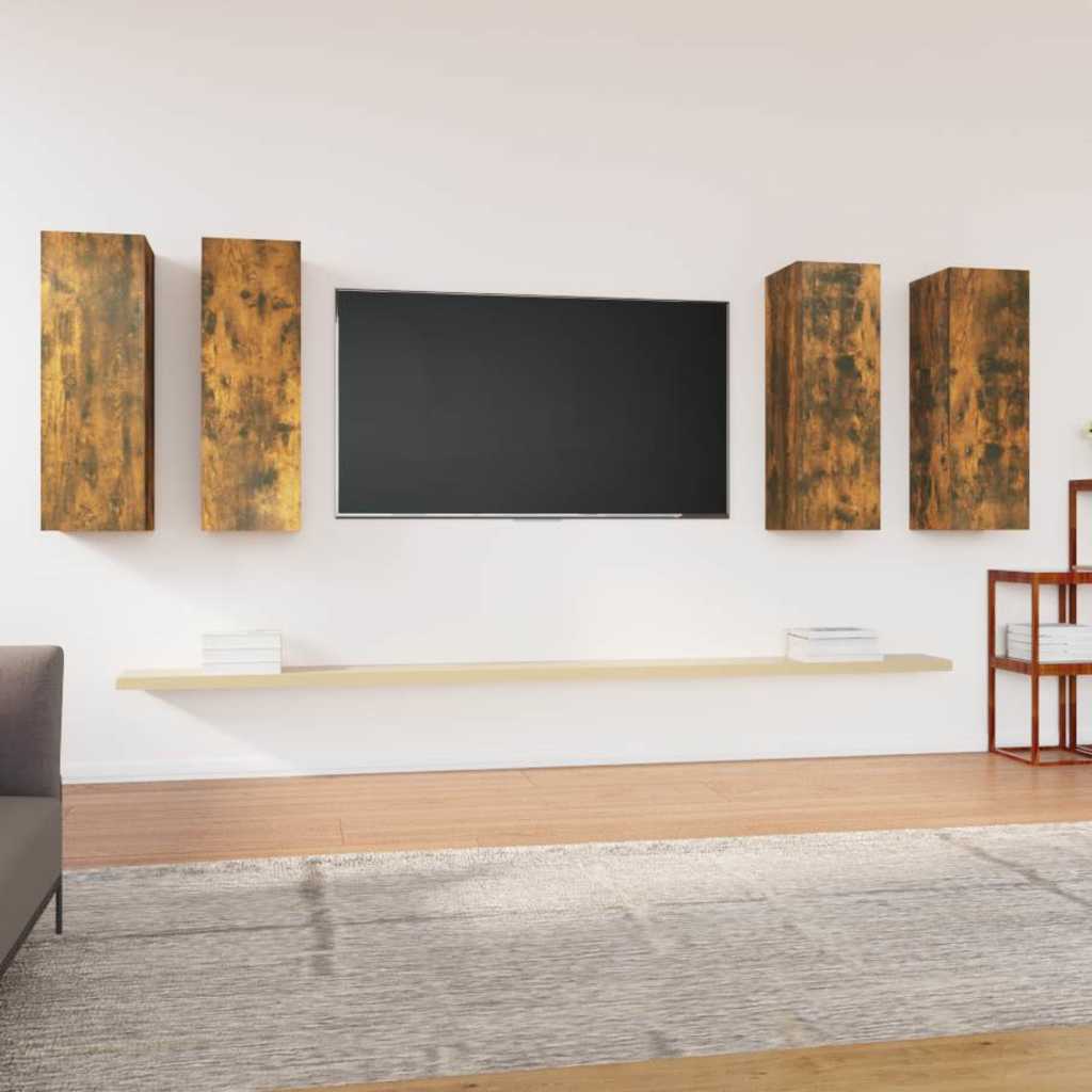 4 Piece TV Cabinet Set 30.5x30x90 cm Engineered Wood Smoked oak
