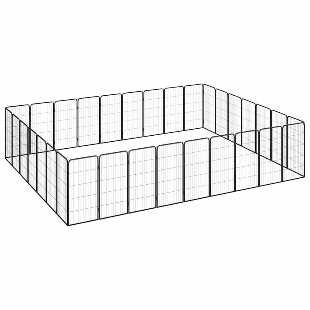 vidaXL 32-Panel Dog Playpen Black 50x100 cm Powder-coated Steel 1