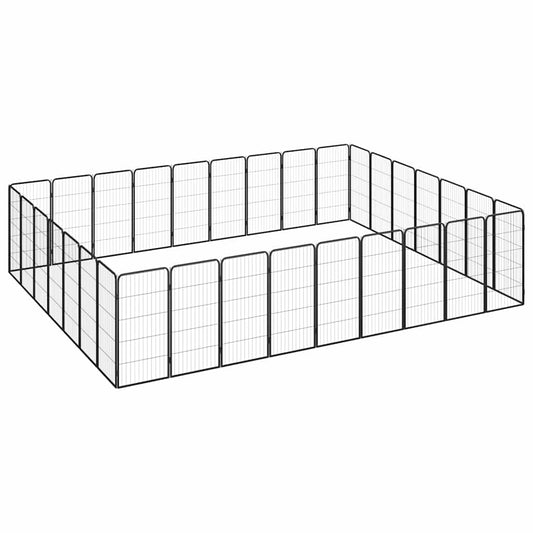 8-Panel Dog Playpen Black 50x100 cm Powder-coated Steel 450 cm 350 cm