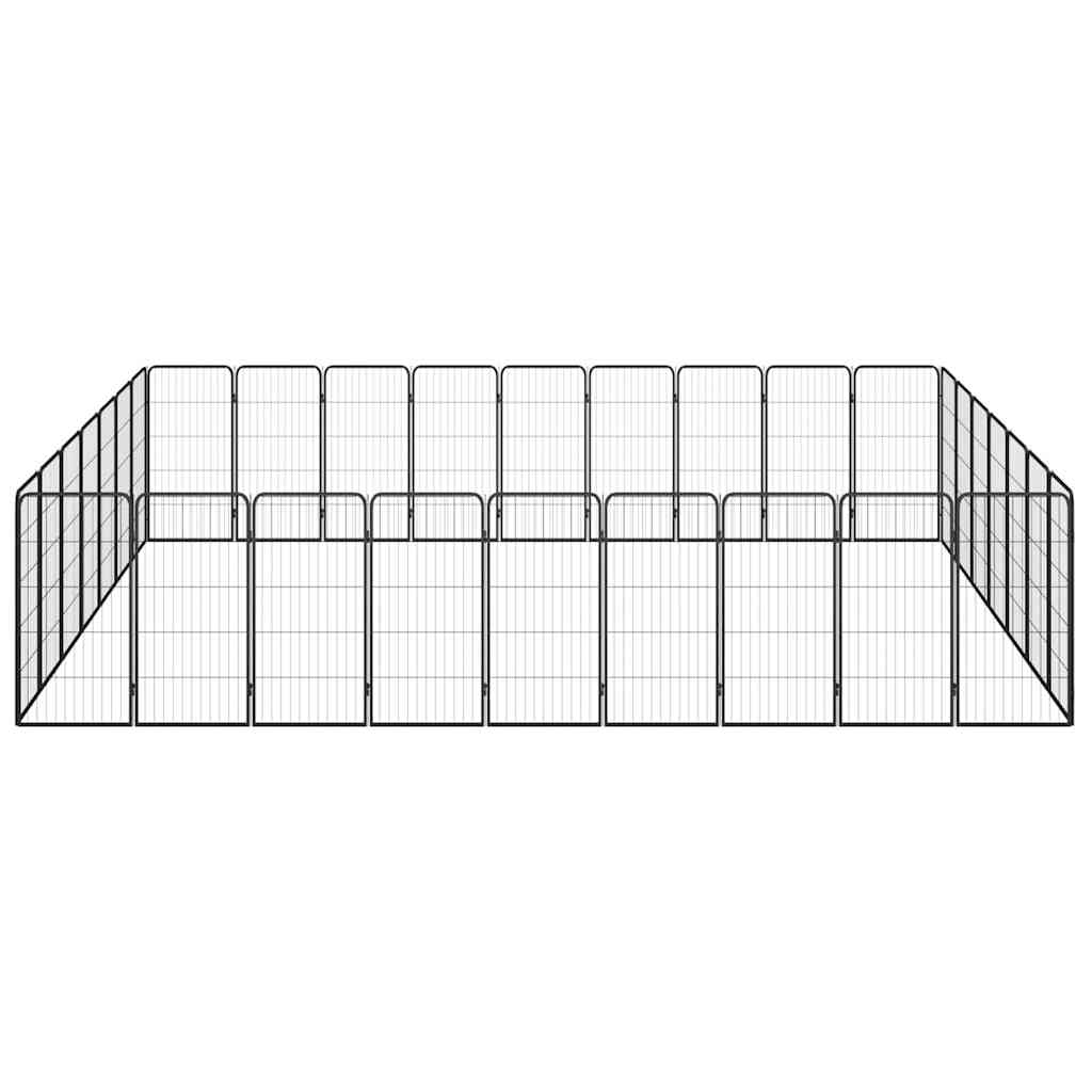 vidaXL 32-Panel Dog Playpen Black 50x100 cm Powder-coated Steel 2