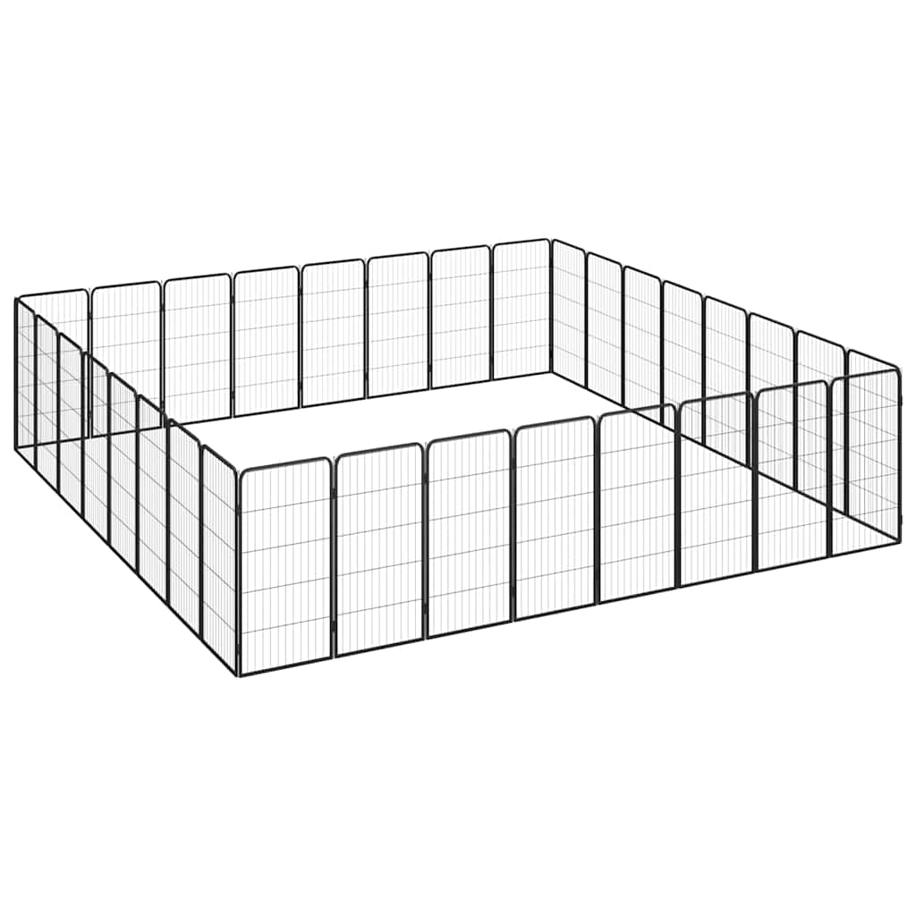 vidaXL 32-Panel Dog Playpen Black 50x100 cm Powder-coated Steel 3