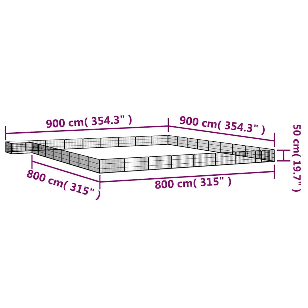 vidaXL 36-Panel Dog Playpen Black 100x50 cm Powder-coated Steel 6