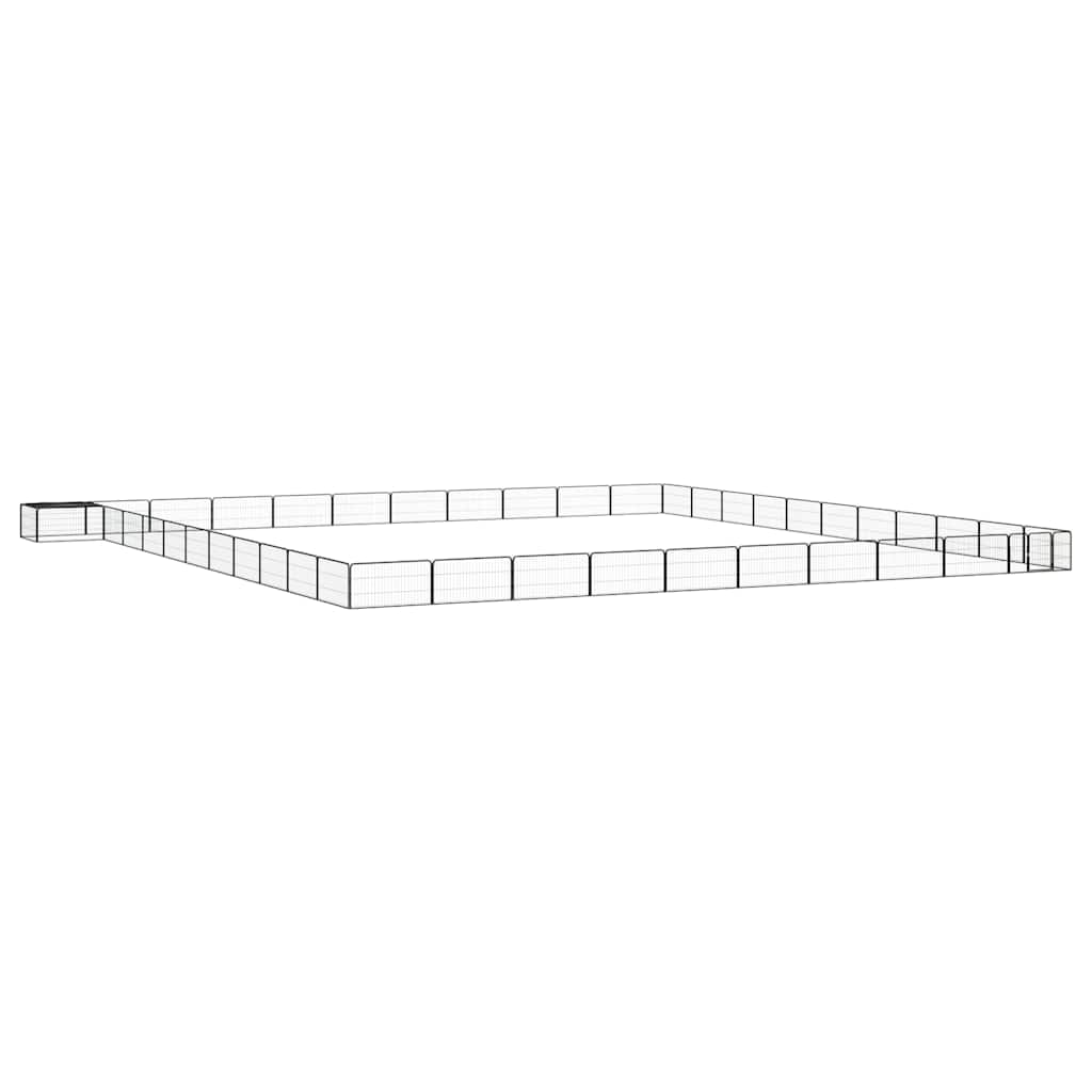 vidaXL 44-Panel Dog Playpen Black 100x50 cm Powder-coated Steel 1