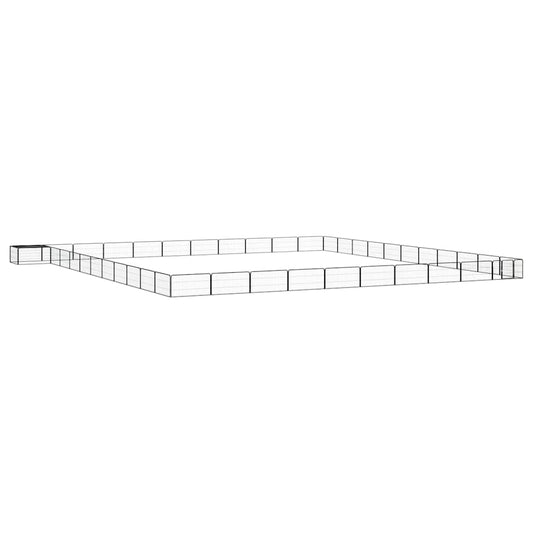 vidaXL 44-Panel Dog Playpen Black 100x50 cm Powder-coated Steel 1