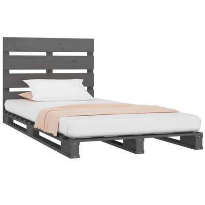 vidaXL Bed Frame Grey 75x190 cm Small Single Solid Wood Pine