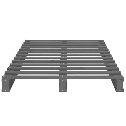 vidaXL Bed Frame Grey 75x190 cm Small Single Solid Wood Pine