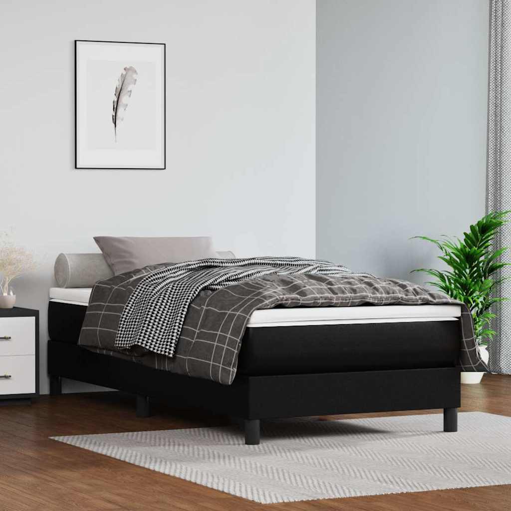 Pocket Spring Bed Mattress 100x190x20cm Faux Leather Black Twin