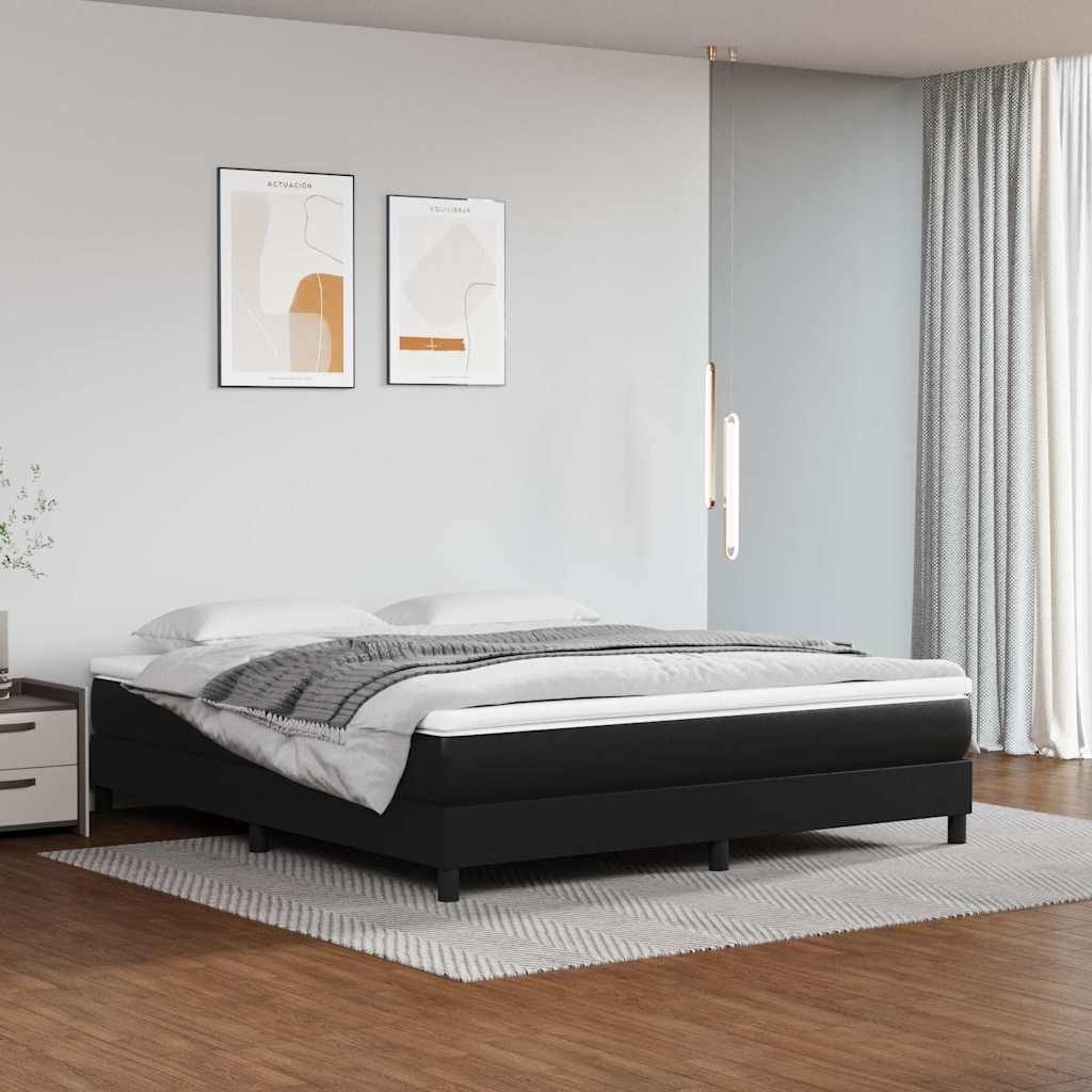 Pocket Spring Bed Mattress 100x190x20cm Faux Leather Black King