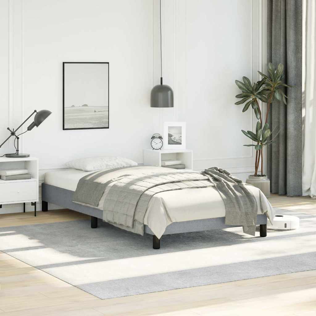 Bed Frame without Mattress 100x203 cm Fabric Light grey Twin XL 25 cm