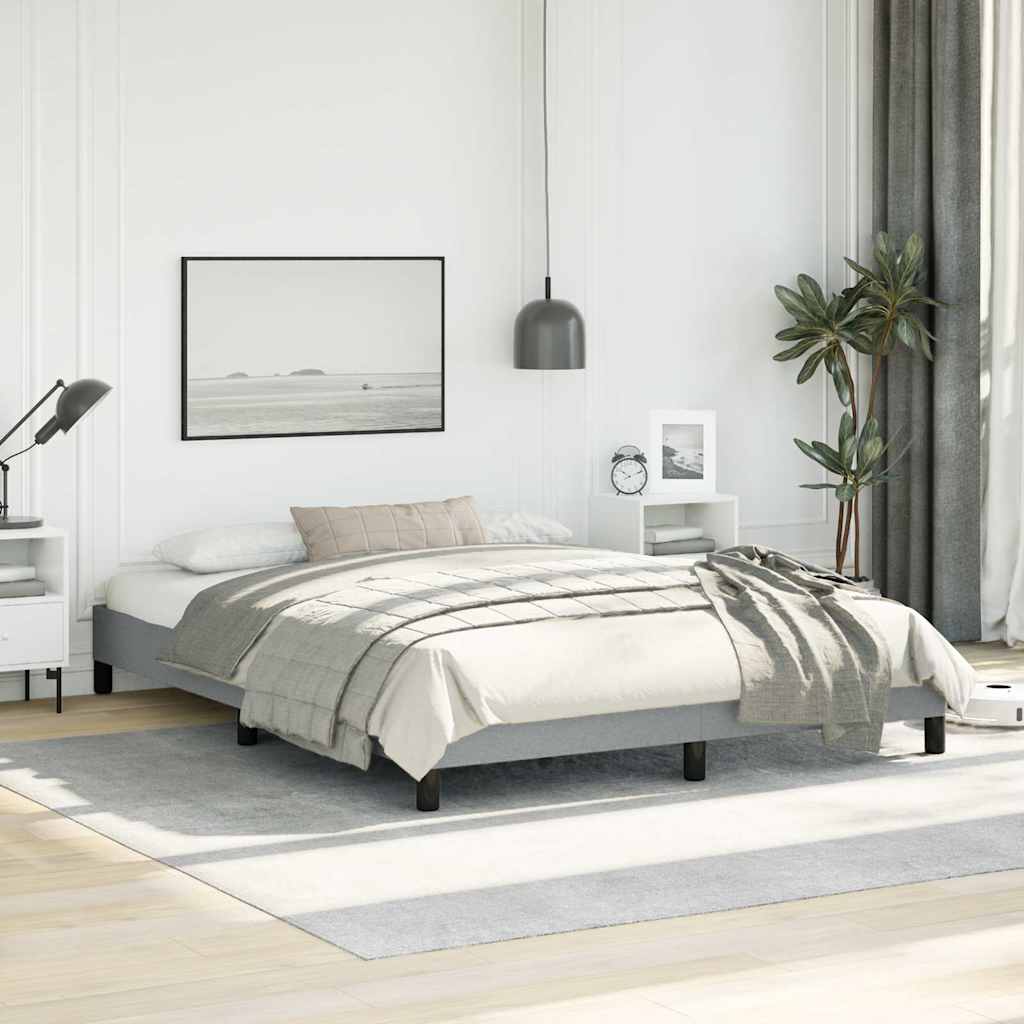 Bed Frame without Mattress 100x203 cm Fabric Light grey Queen 25 cm