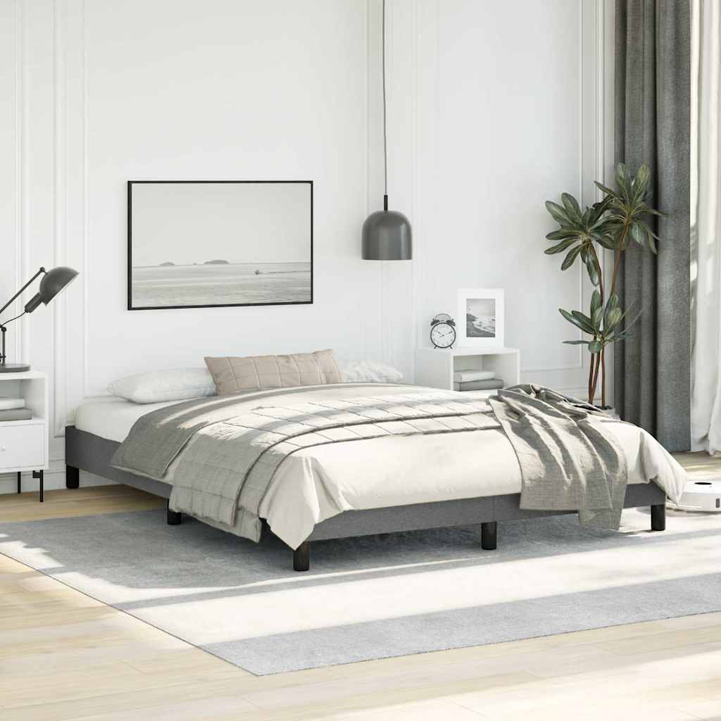Bed Frame without Mattress 100x203 cm Fabric Dark grey Queen 25 cm