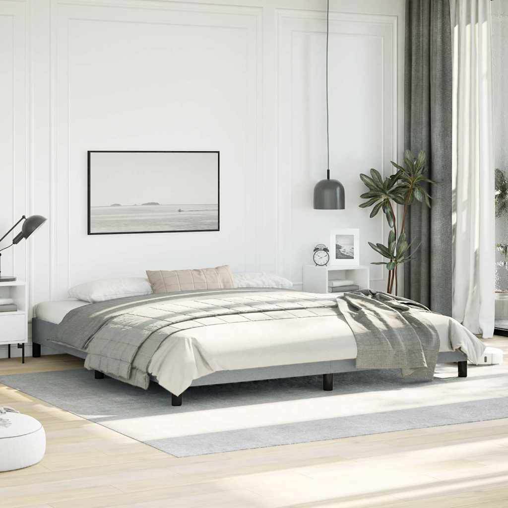 Bed Frame without Mattress 100x203 cm Fabric Light grey King 25 cm