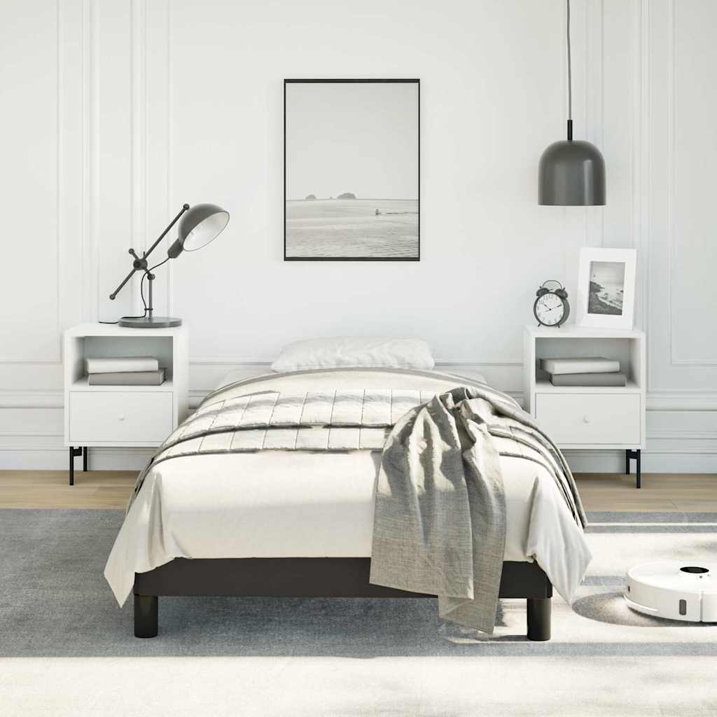 Bed Frame without Mattress 100x203cm Faux Leather Black Twin 25 cm