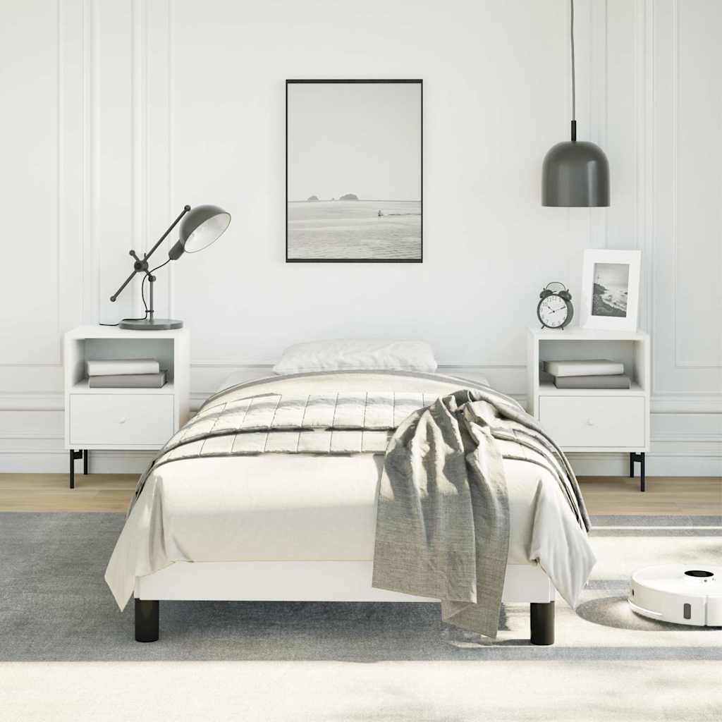 Bed Frame without Mattress 100x203cm Faux Leather White Twin 25 cm