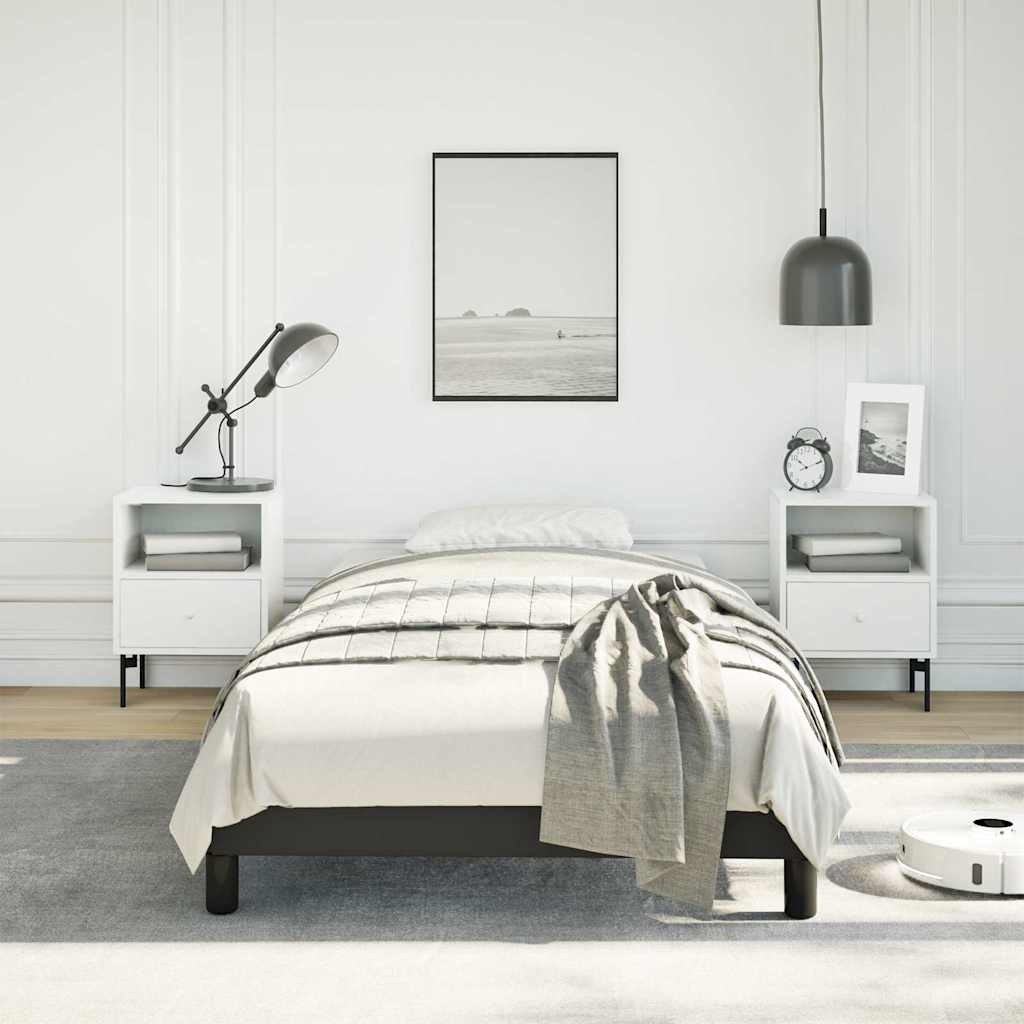 Bed Frame without Mattress 100x203cm Faux Leather Black Twin XL 25 cm