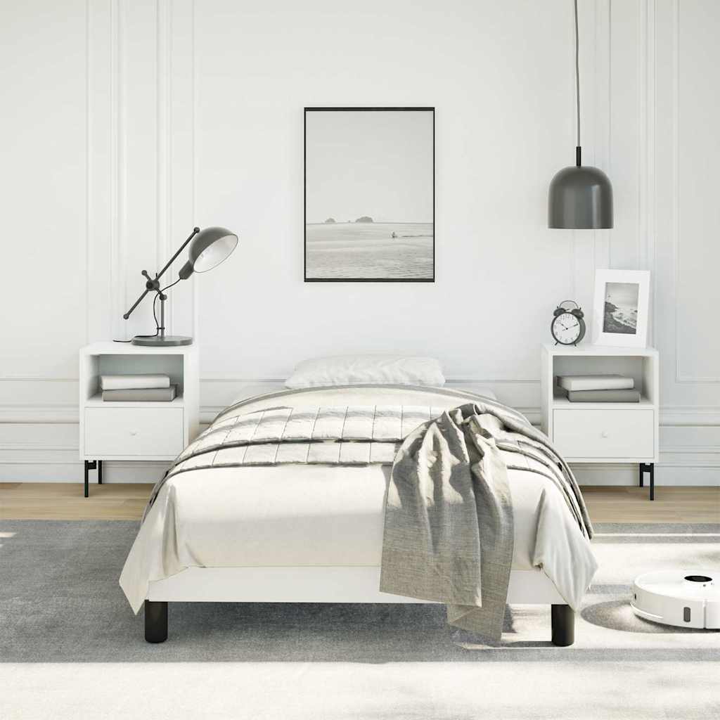 Bed Frame without Mattress 100x203cm Faux Leather White Twin XL 25 cm
