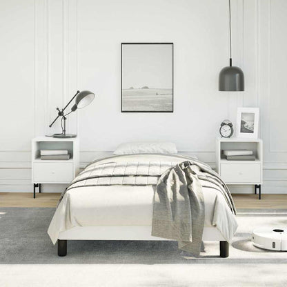 Bed Frame without Mattress 100x203cm Faux Leather White Twin XL 25 cm