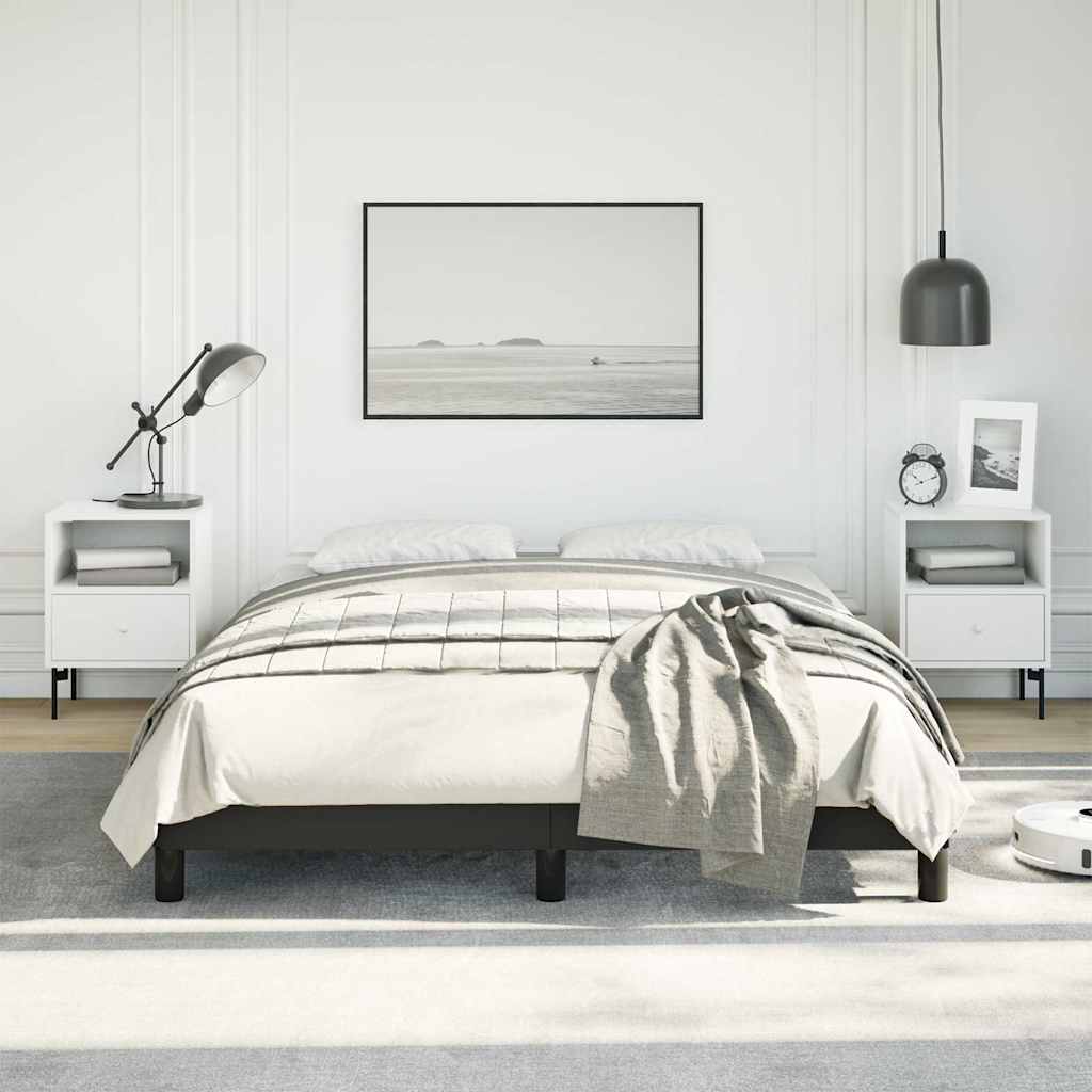 Bed Frame without Mattress 100x203cm Faux Leather Black Double Size 25 cm