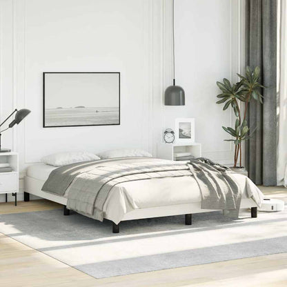 Bed Frame without Mattress 100x203cm Faux Leather White Double Size 25 cm