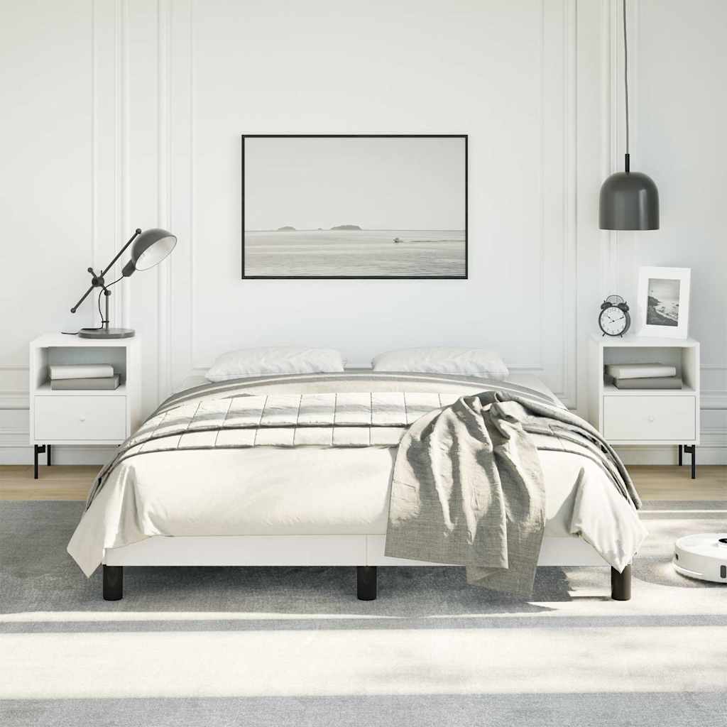 Bed Frame without Mattress 100x203cm Faux Leather White Double Size 25 cm