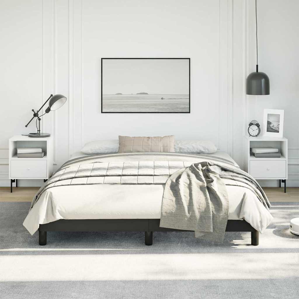 Bed Frame without Mattress 100x203cm Faux Leather Black Queen 25 cm