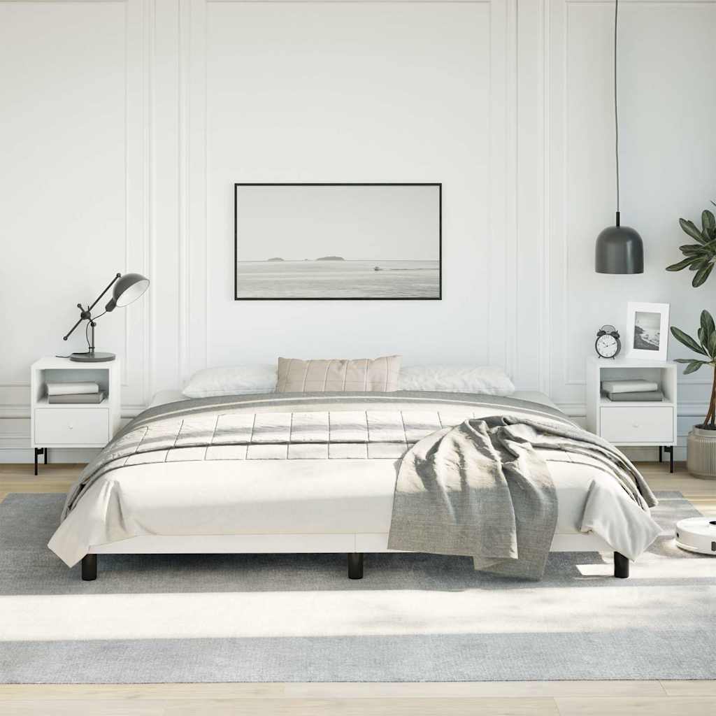 Bed Frame without Mattress 100x203cm Faux Leather White King 25 cm