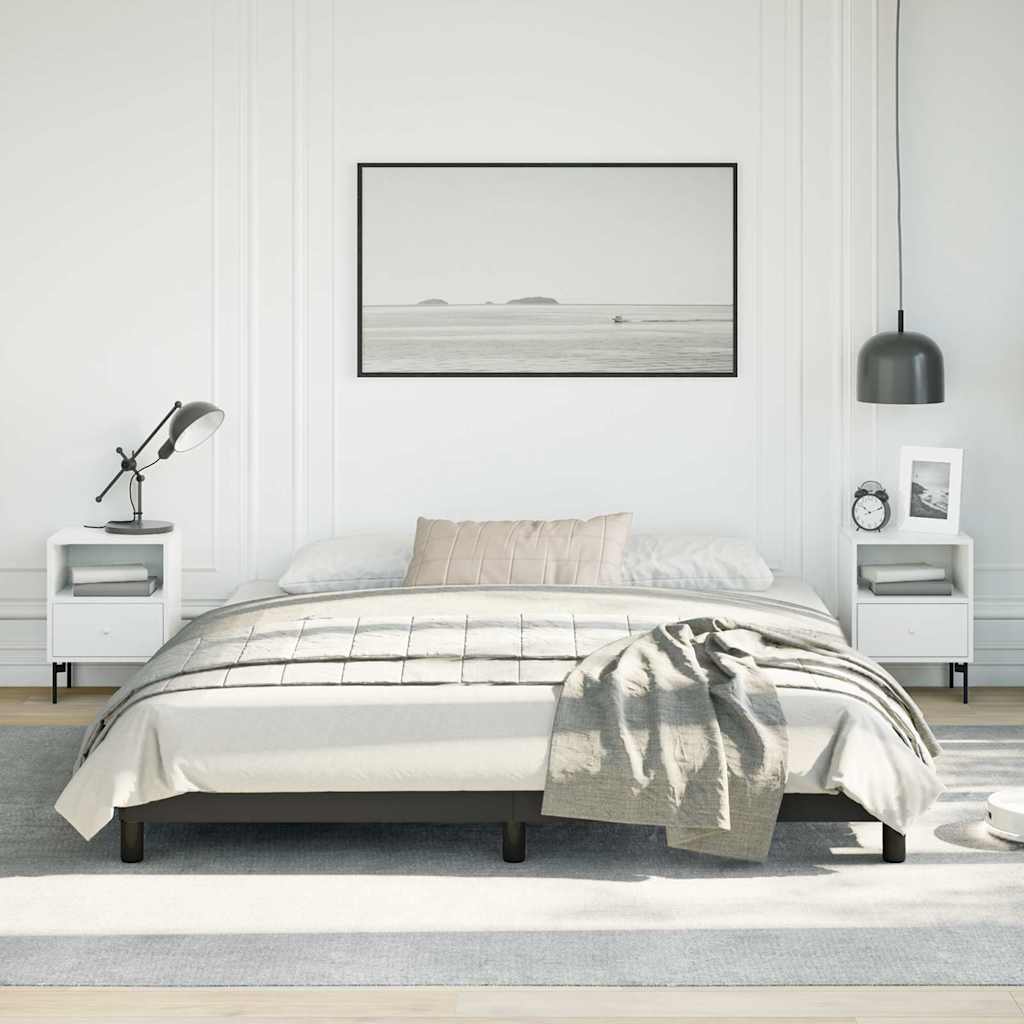Bed Frame without Mattress 100x203cm Faux Leather Black California King 25 cm