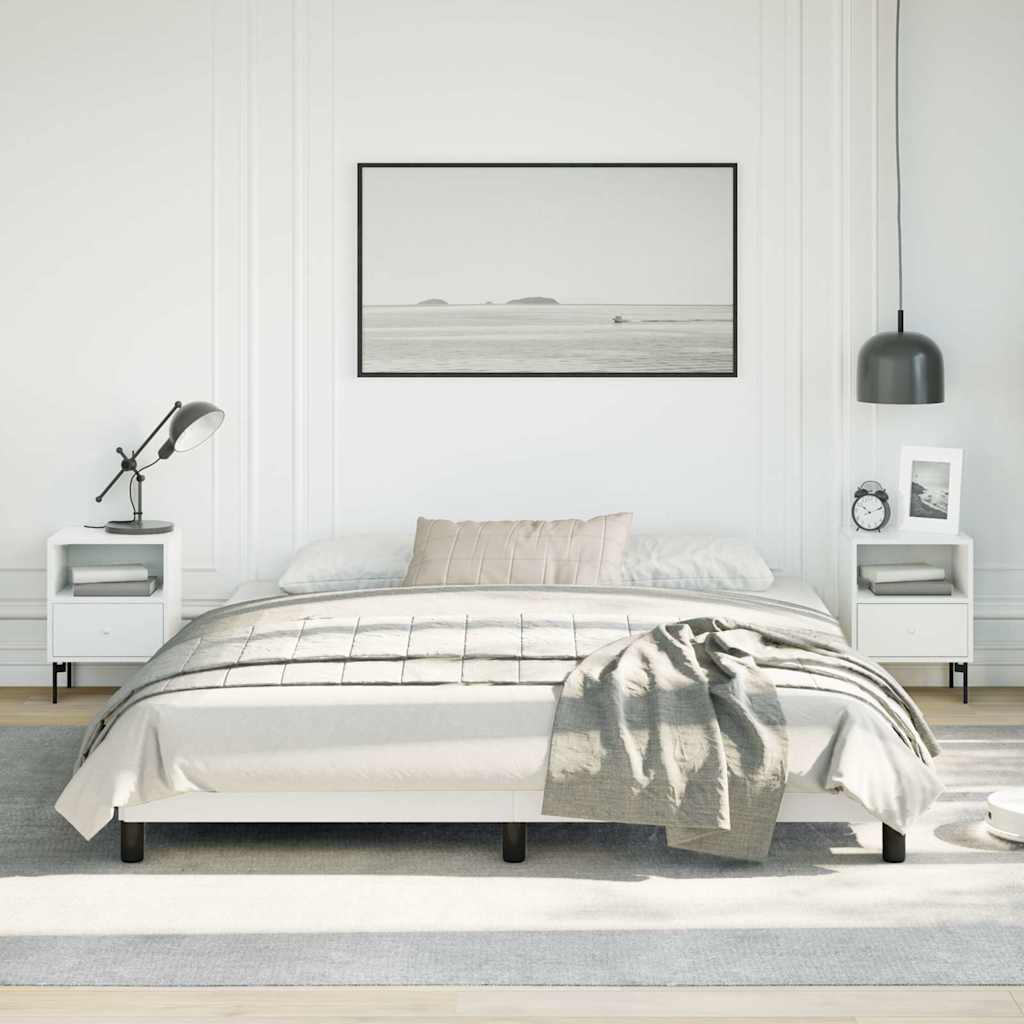 Bed Frame without Mattress 100x203cm Faux Leather White California King 25 cm