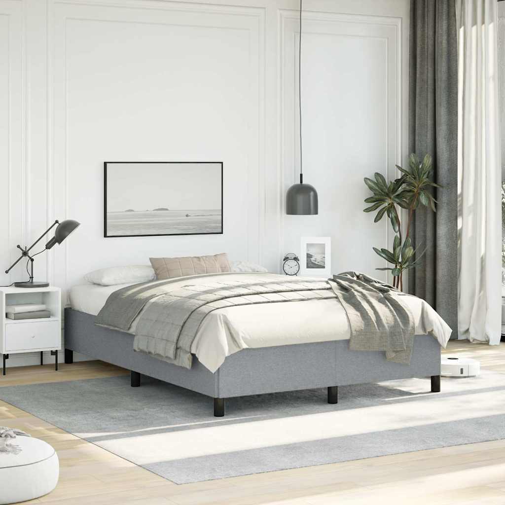 Bed Frame without Mattress 100x203 cm Fabric Light grey Double Size 35 cm