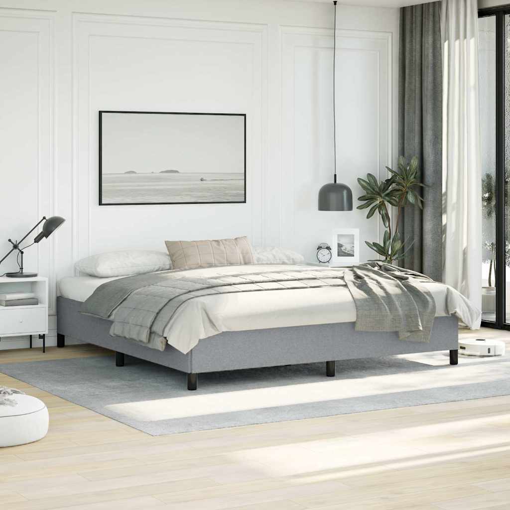 Bed Frame without Mattress 100x203 cm Fabric Light grey King 35 cm