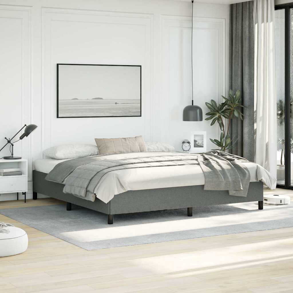 Bed Frame without Mattress 100x203 cm Fabric Dark grey King 35 cm