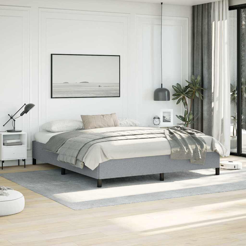 Bed Frame without Mattress 100x203 cm Fabric Light grey California King 35 cm