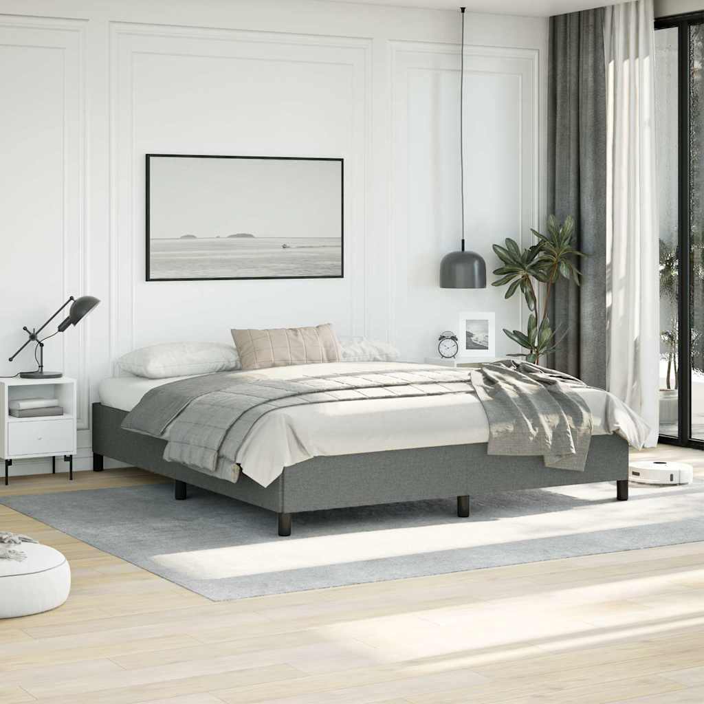 Bed Frame without Mattress 100x203 cm Fabric Dark grey California King 35 cm
