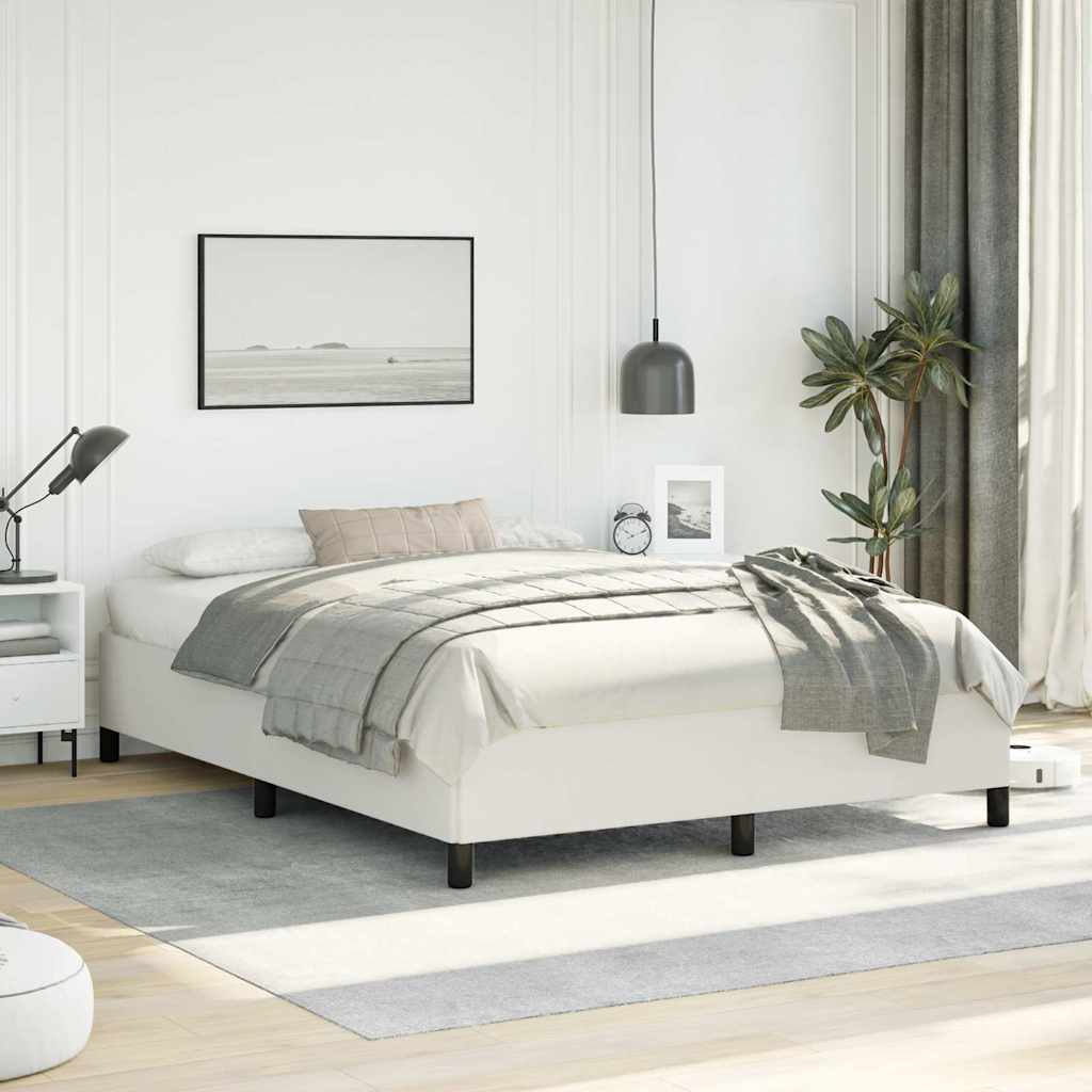 Bed Frame without Mattress 100x203cm Faux Leather White Queen 35 cm