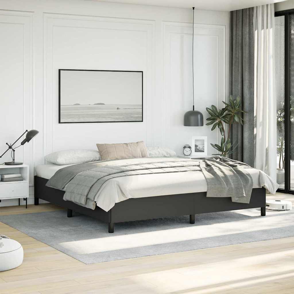Bed Frame without Mattress 100x203cm Faux Leather Black King 35 cm