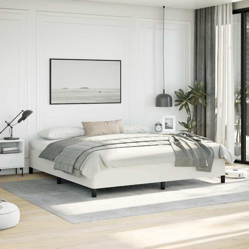 Bed Frame without Mattress 100x203cm Faux Leather White King 35 cm