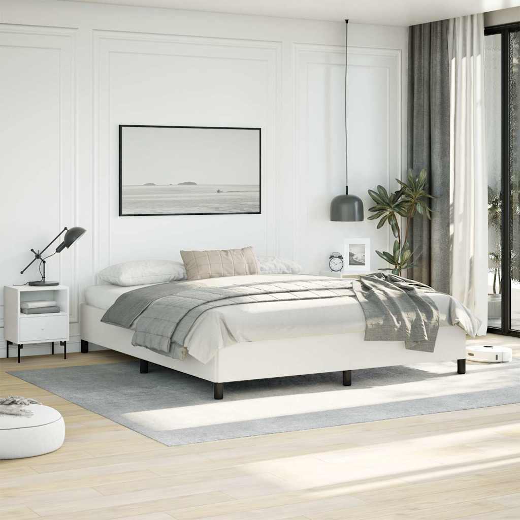 Bed Frame without Mattress 100x203cm Faux Leather White California King 35 cm