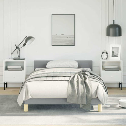 Bed Frame without Mattress Fabric Light grey Twin