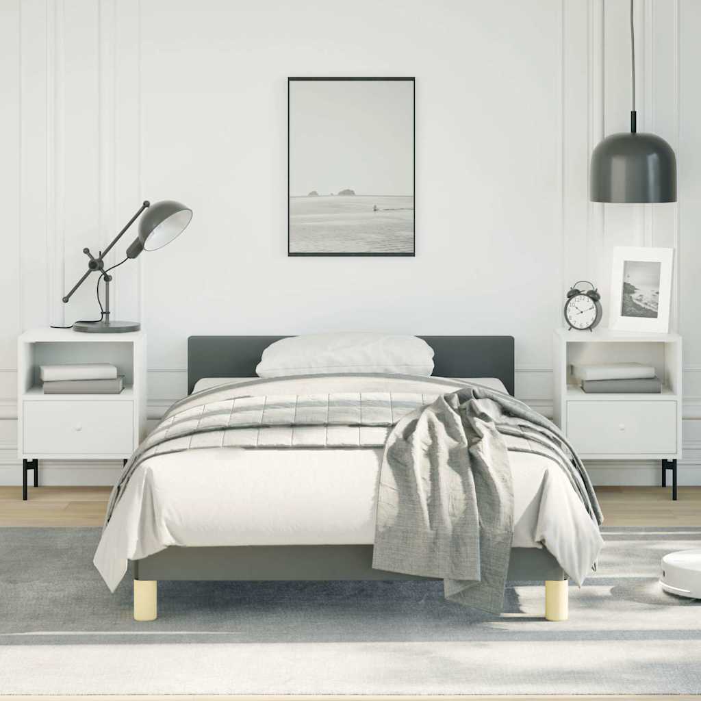 Bed Frame without Mattress Fabric Dark grey Twin