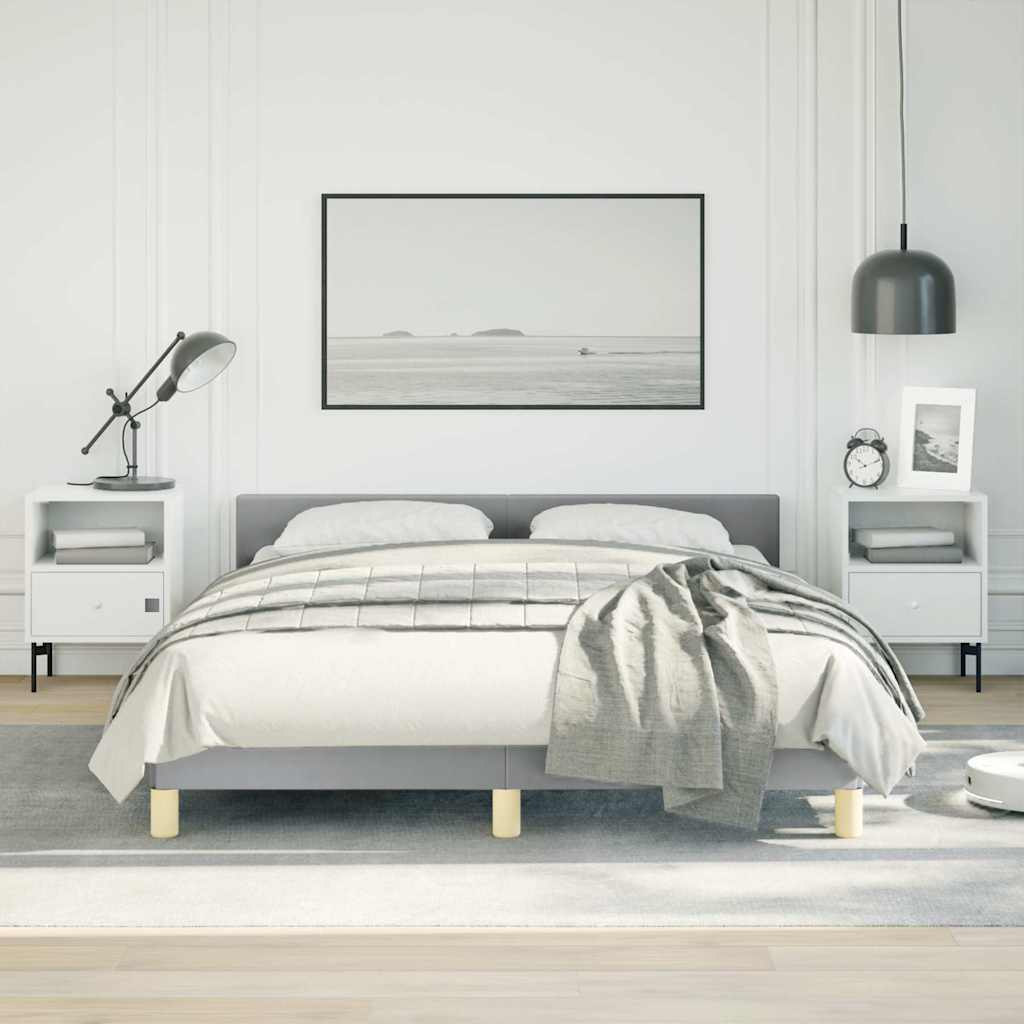 Bed Frame without Mattress Fabric Light grey Double Size