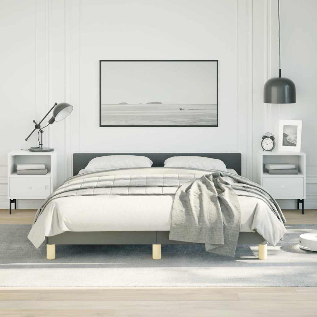 Bed Frame without Mattress Fabric Dark grey Double Size