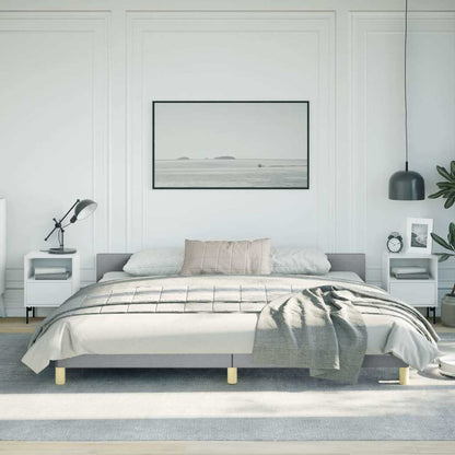 Bed Frame without Mattress Fabric Light grey King