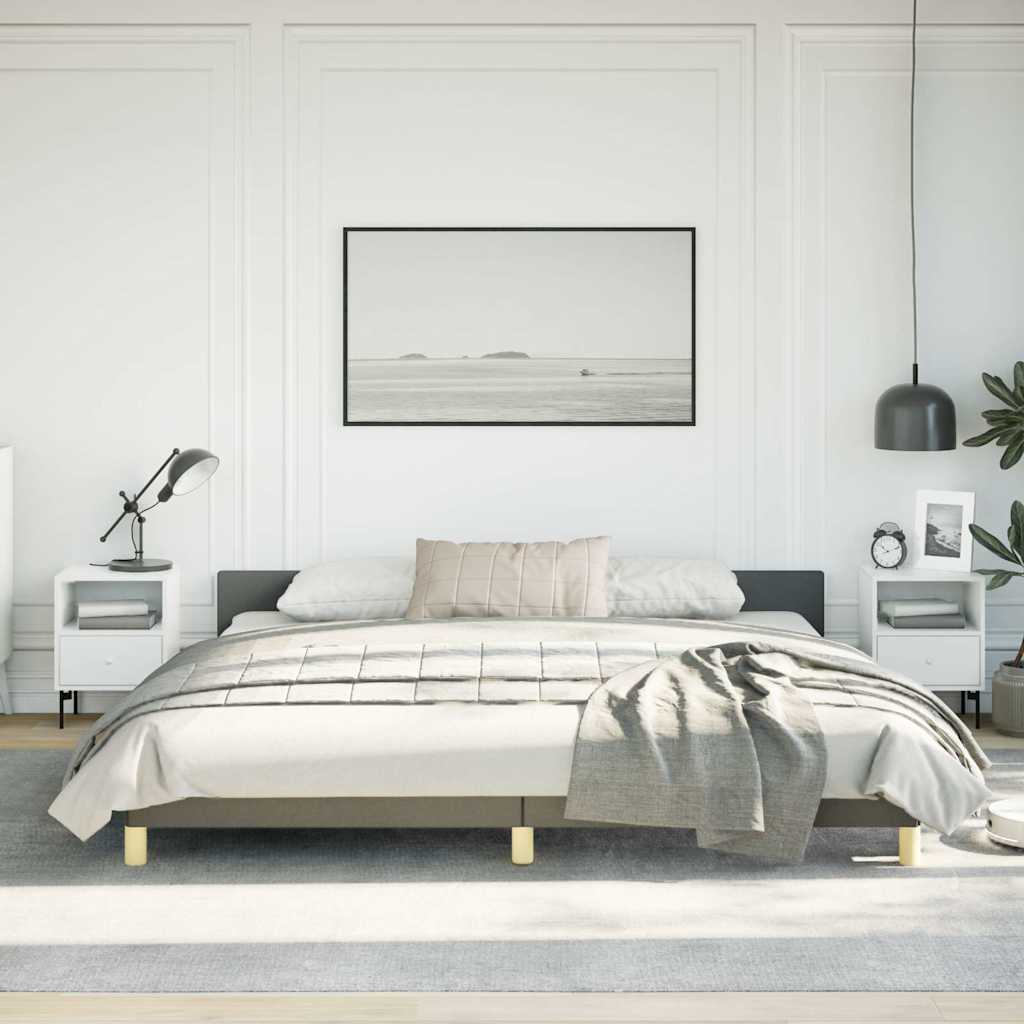 Bed Frame without Mattress Fabric Dark grey California King