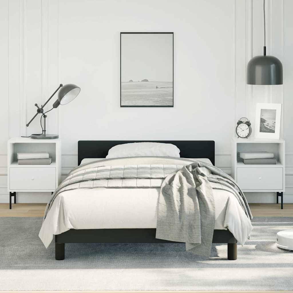 Bed Frame without Mattress Faux Leather Black Twin XL