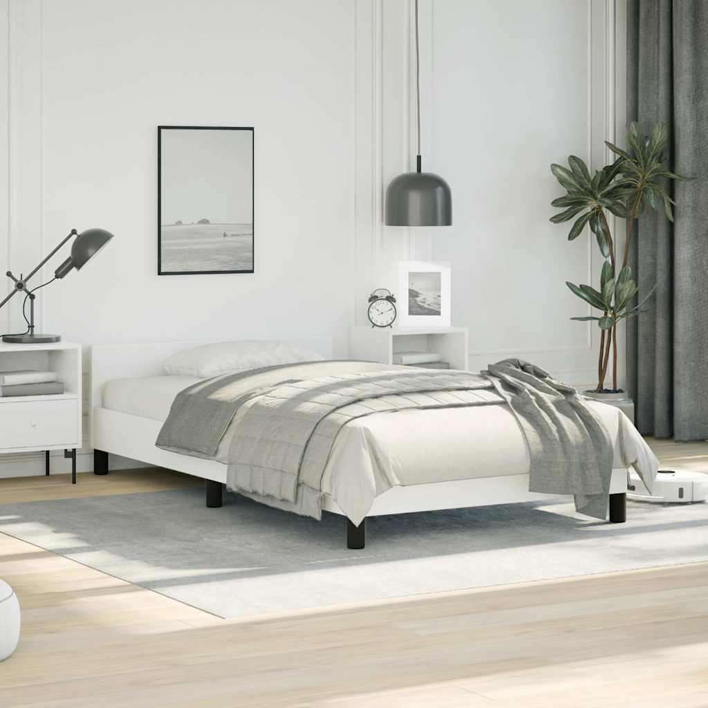 Bed Frame without Mattress Faux Leather White Twin XL
