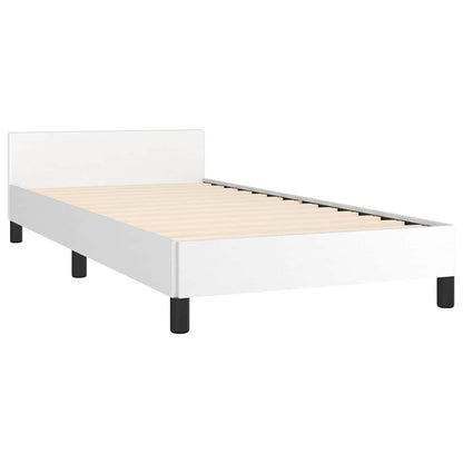 Bed Frame without Mattress Faux Leather White Twin XL
