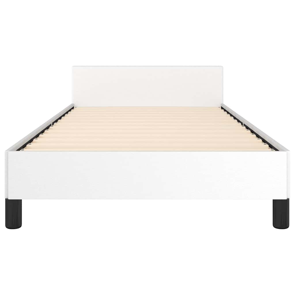 Bed Frame without Mattress Faux Leather White Twin XL